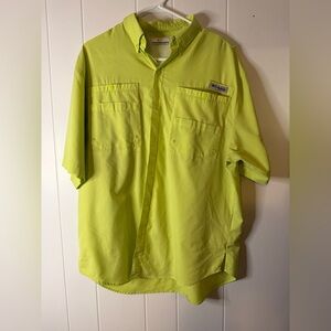 Columbia PFG Fishing Shirts Men’s Medium Set of 2 Neon‎ Yellow & Blue Vented